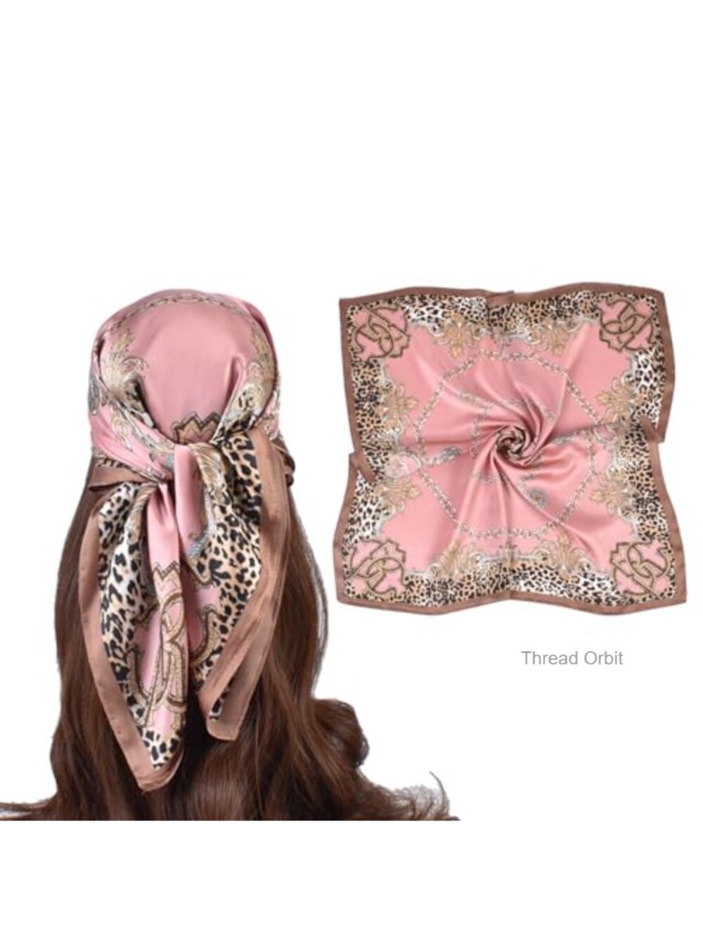 Satin Silk Hair Scarf Large Square Wrap Neck Scarf Boho Headwear for Women